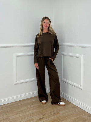 Tuta Oversize Girocollo D27629 Marrone
