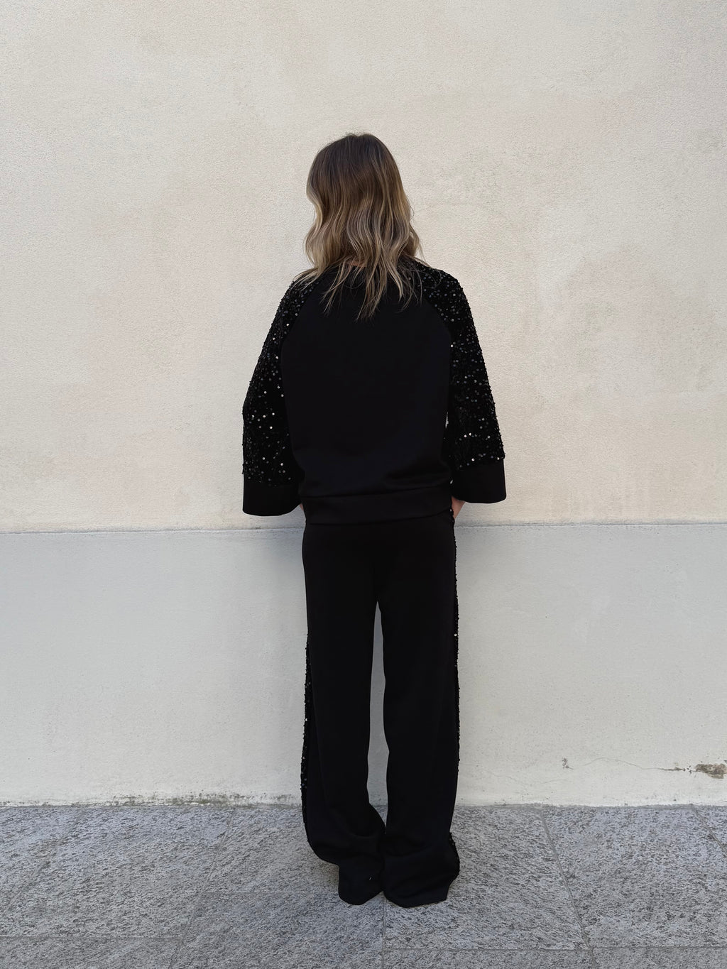 Tuta Inserti Paillettes L3110 Nero