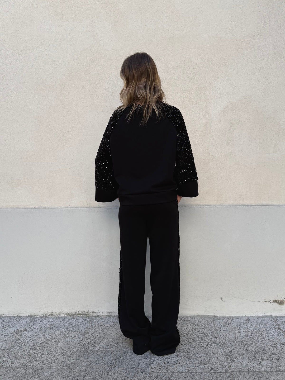 Tuta Inserti Paillettes L3110 Nero