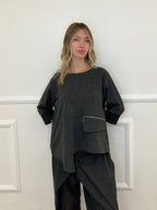 Felpa Regimental Asimmetrica 42651 Grigio
