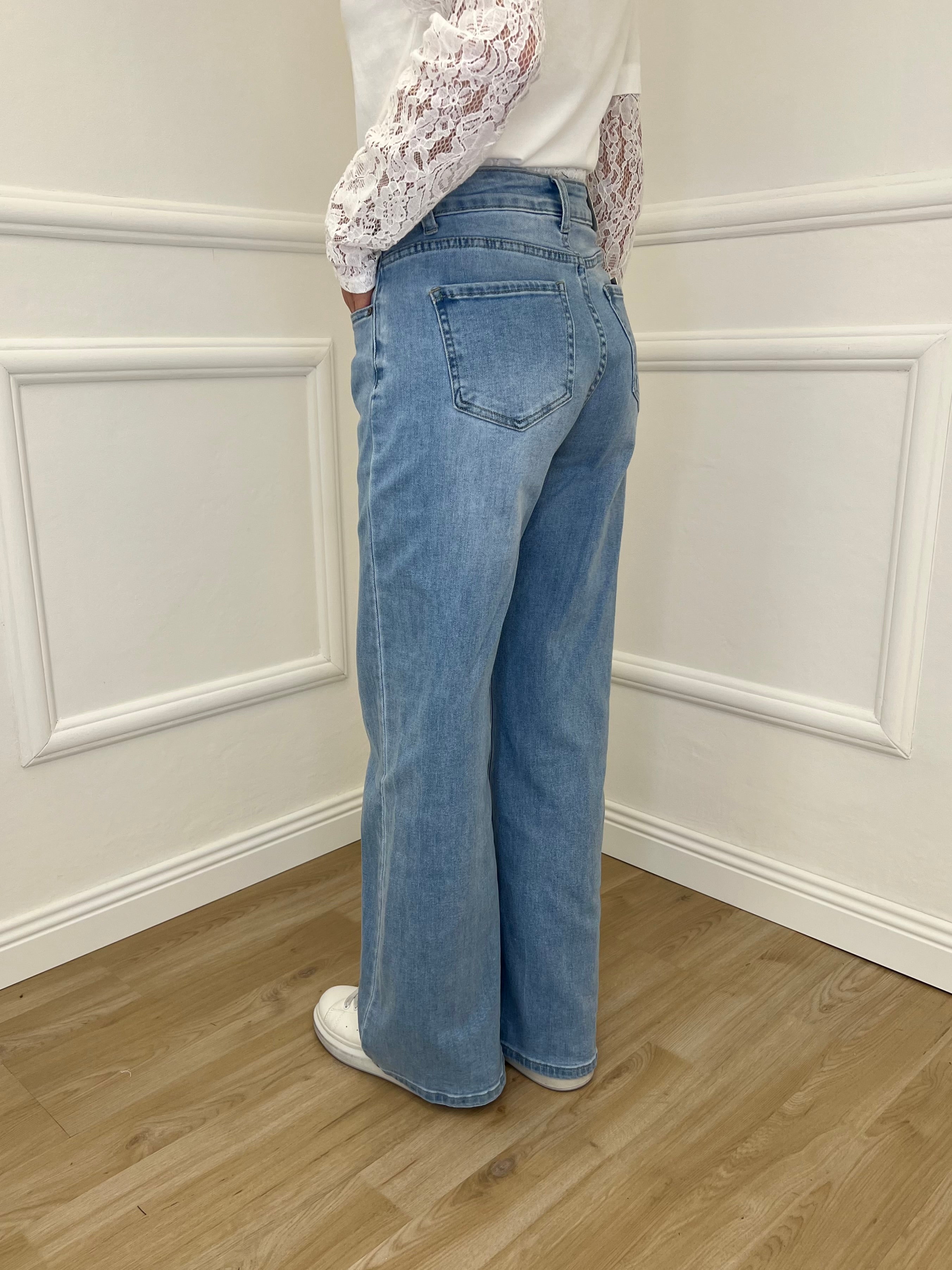 Jeans Vita Con Pizzo TK85 Azzurro