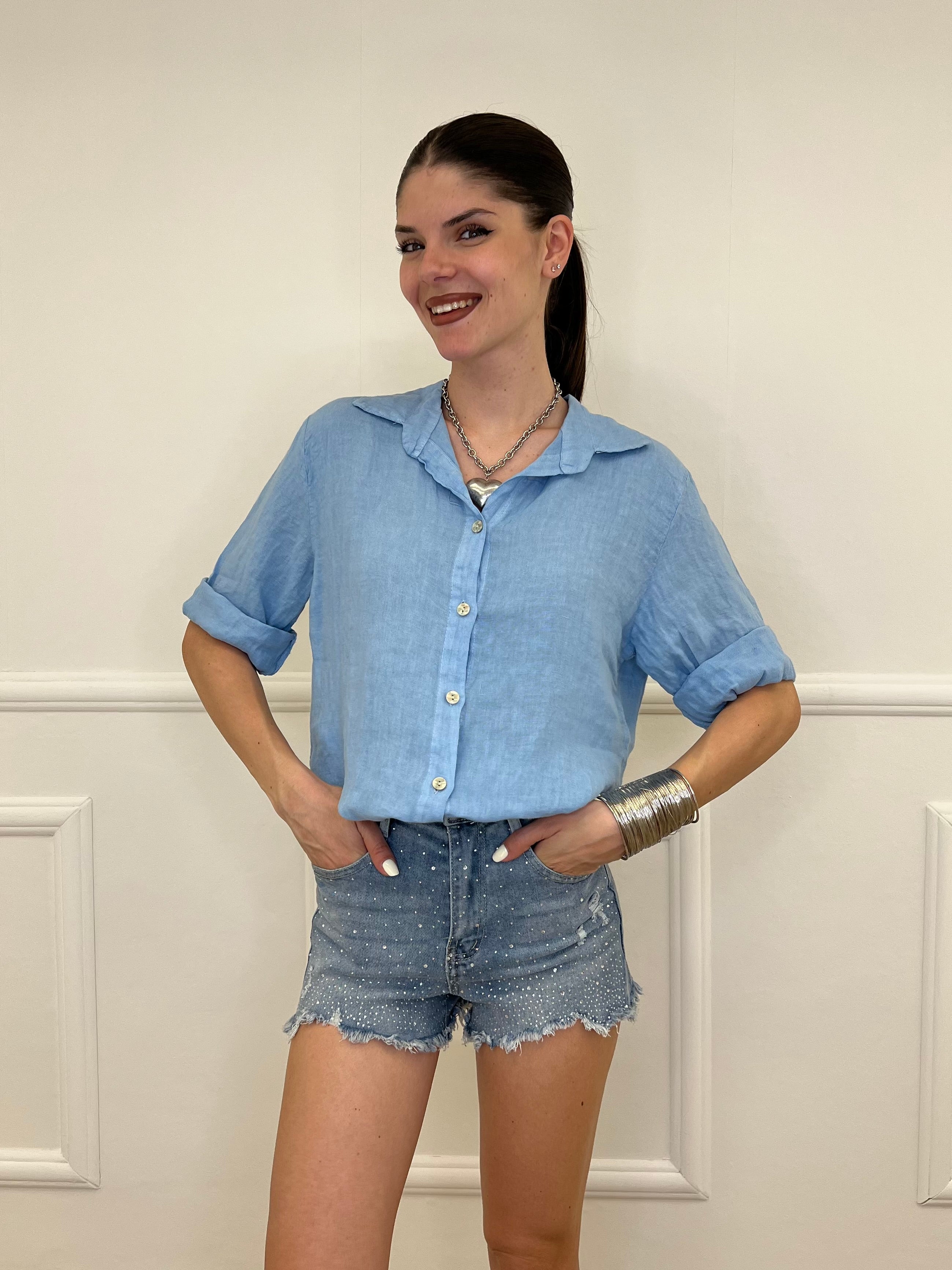 Camicia Over In Lino 1789 Azzurro