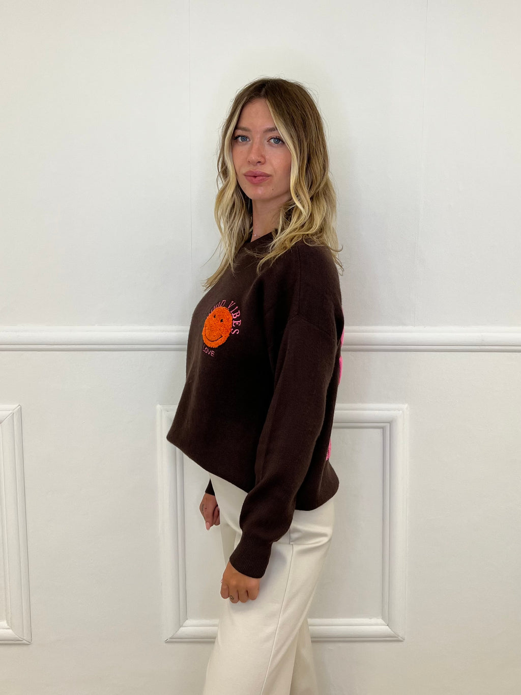 Maglia Over Good Vibes Love S11167 Marrone