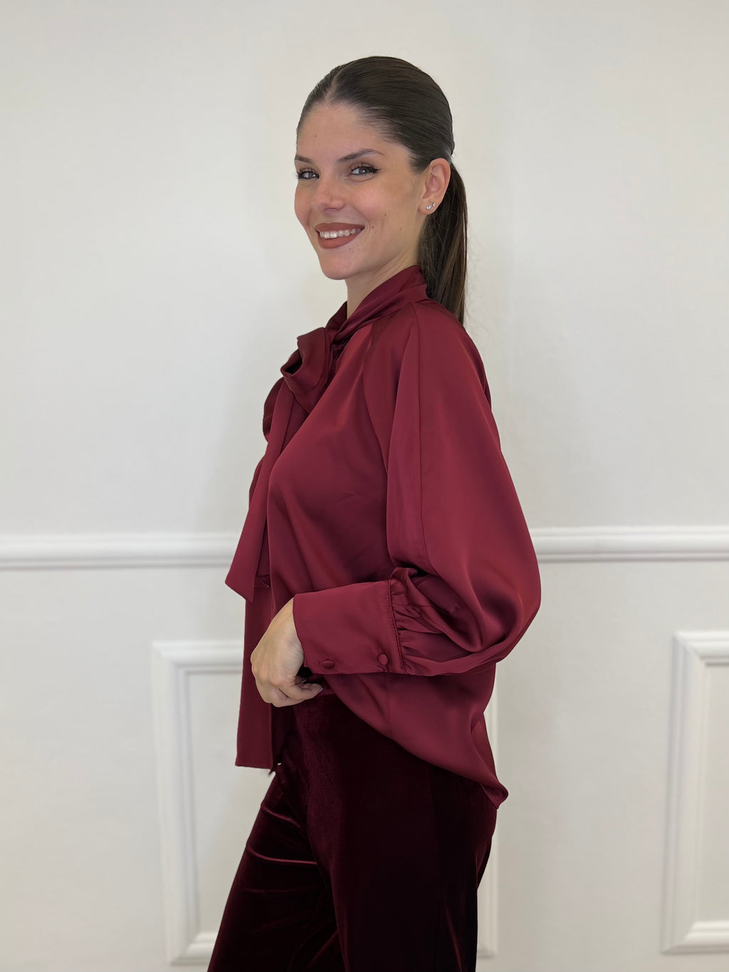 Camicia Satin Fiocco 4218 Bordeaux - Bazar Abbigliamento