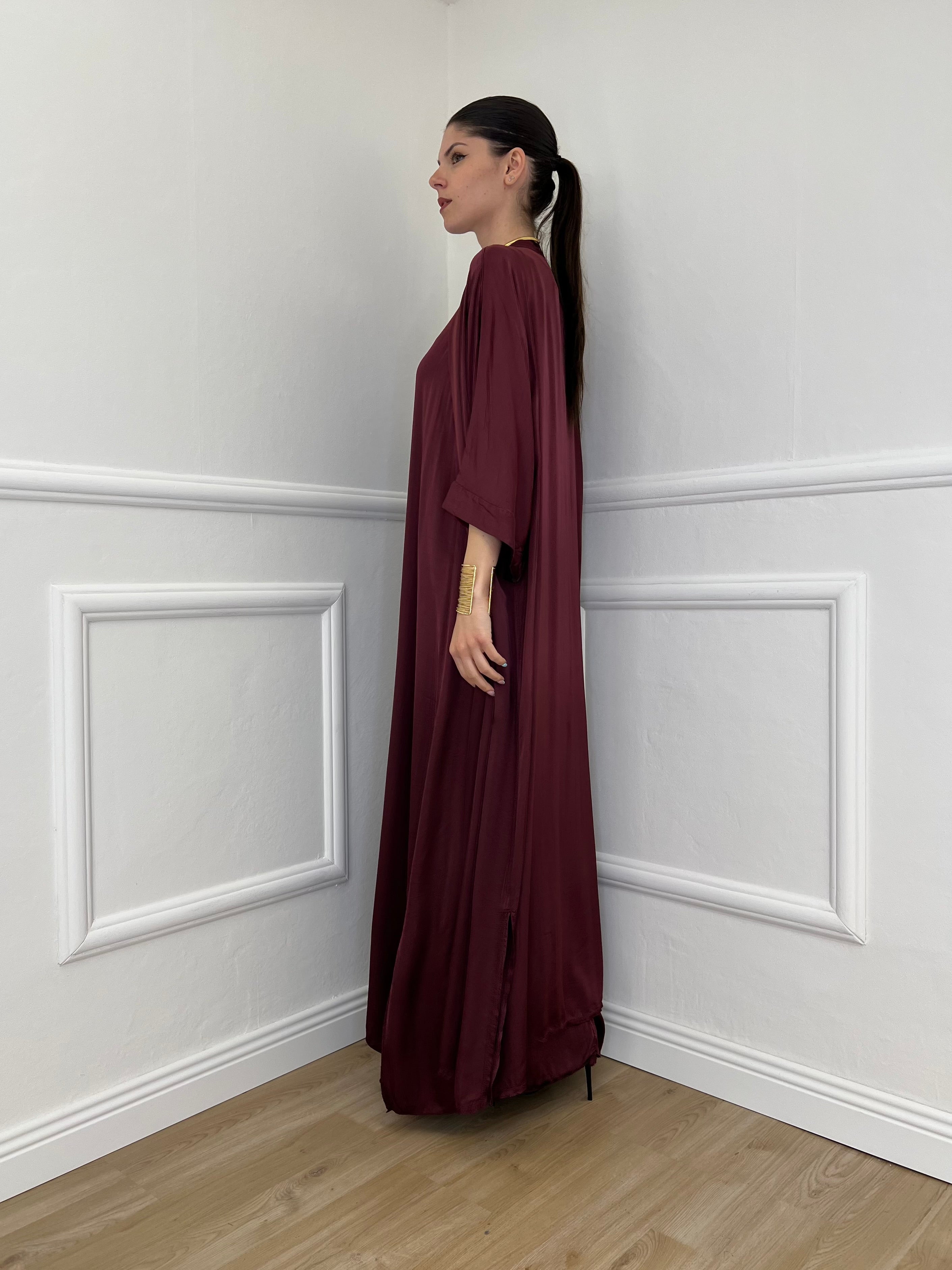 Maxi Cardigan Seta e Viscosa 2603 Burgundy