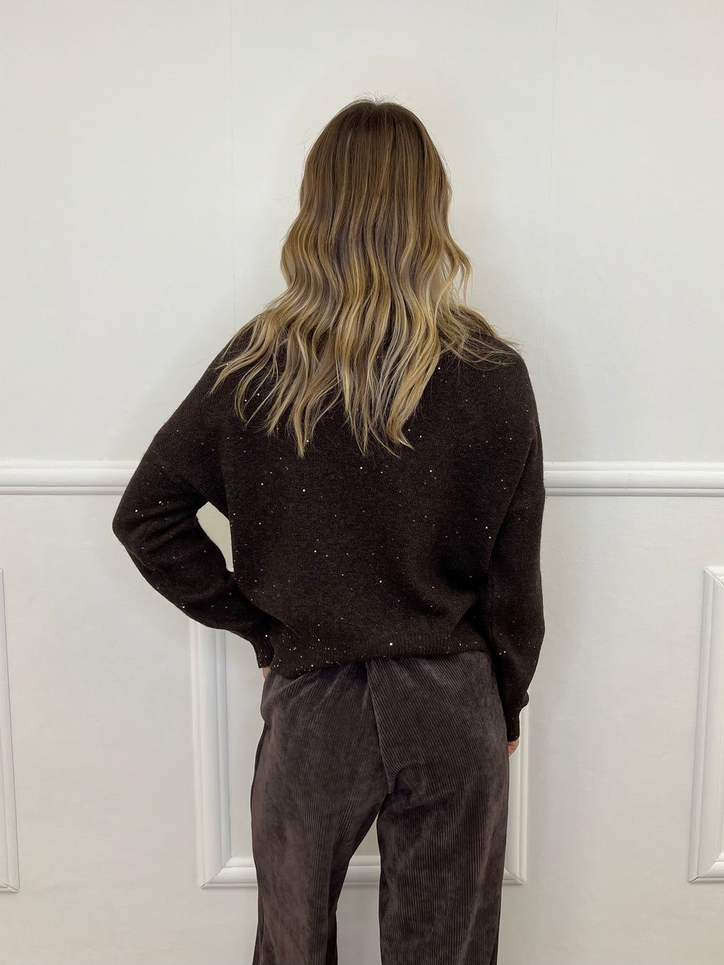 Maglia Over Paillettes 5582 Marrone