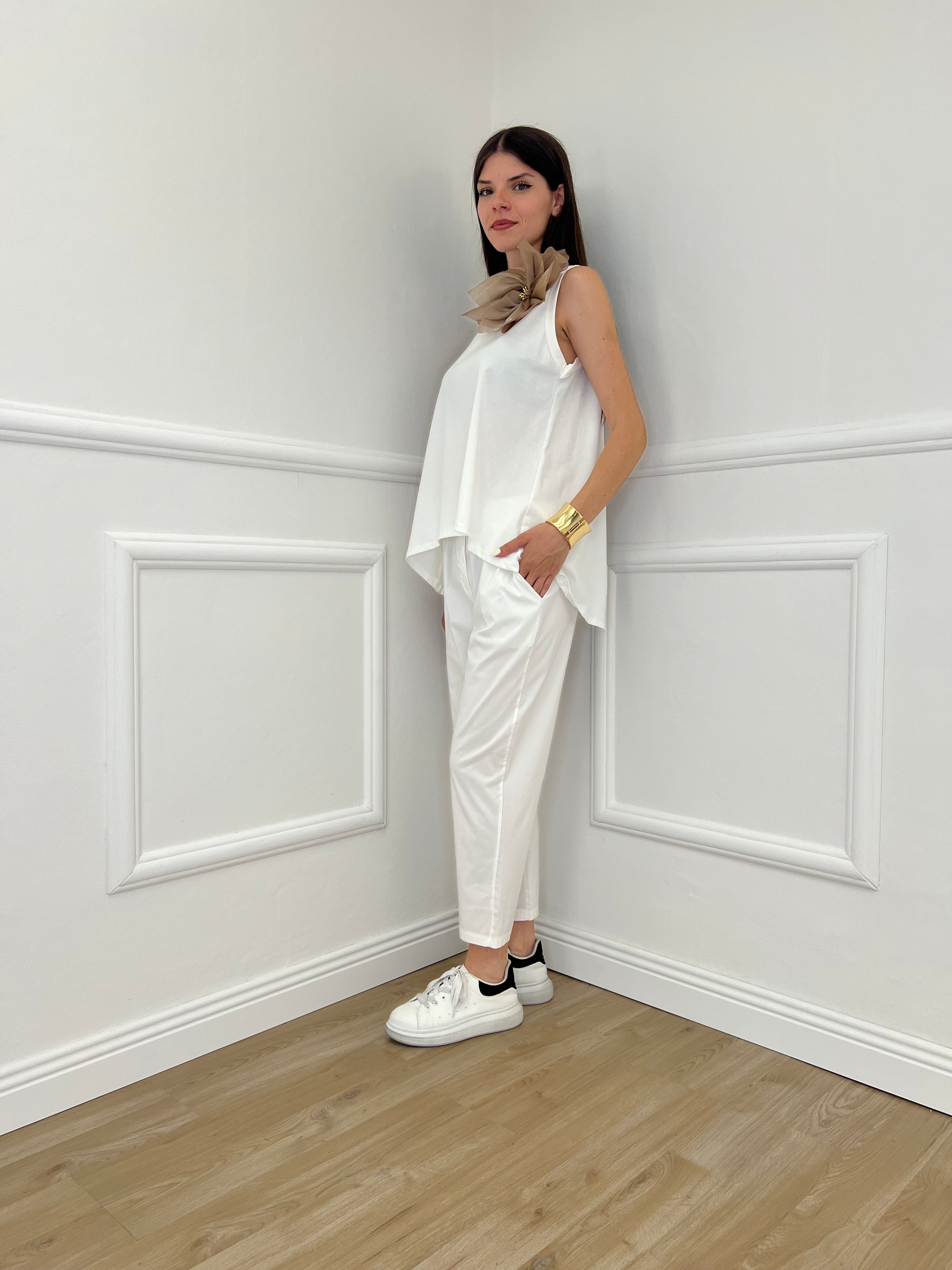 Pantalone Regular Bengalina 9230 Bianco