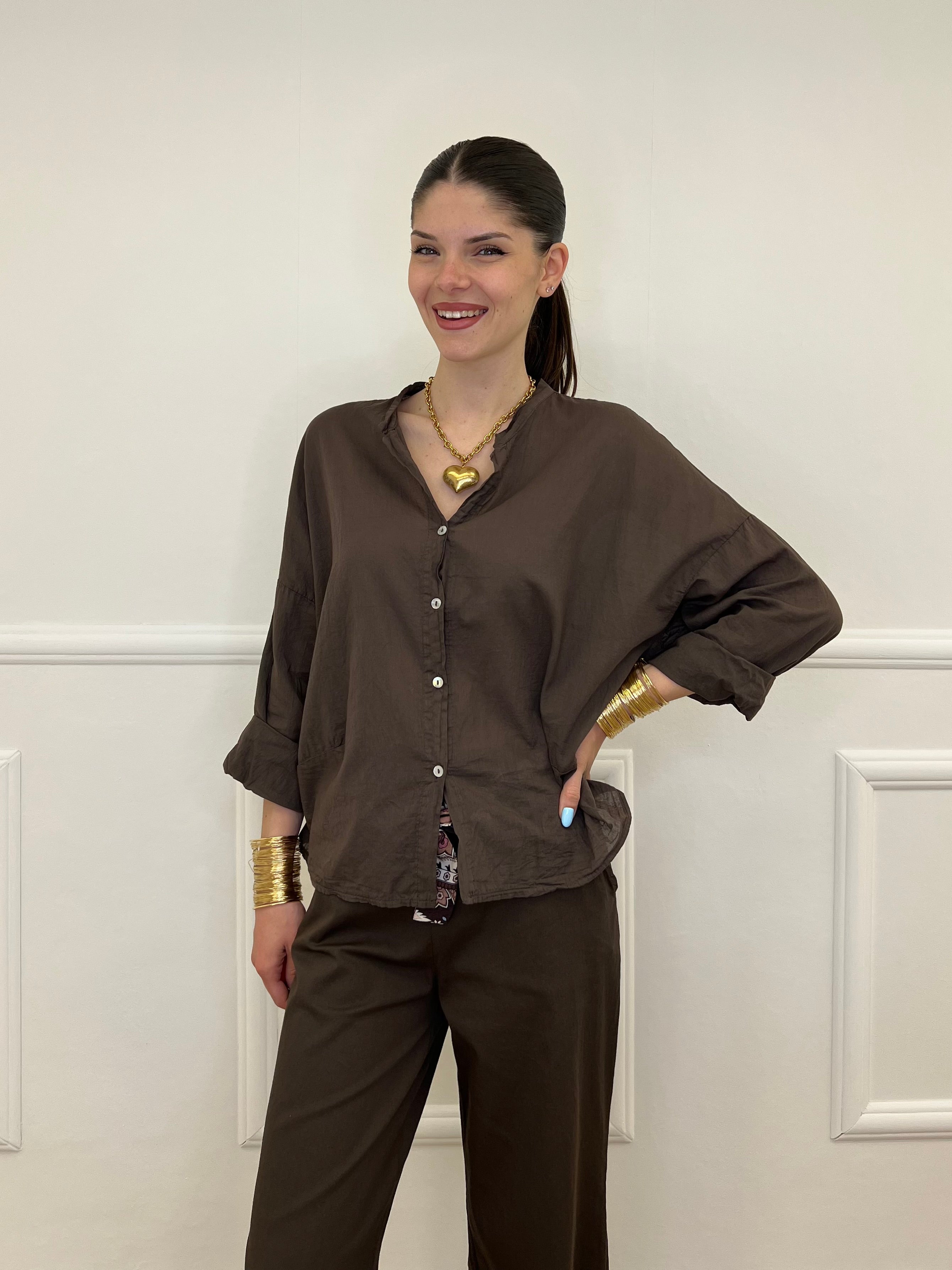 Camicia Over Coreana 3020 Marrone