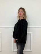 Blusa Chiffon Fiocco e Colletto 8526 Nero