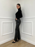 Pantalone Flare Ecopelle 2802 Nero