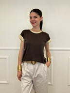 T-shirt Profili Lurex 24288 Marrone