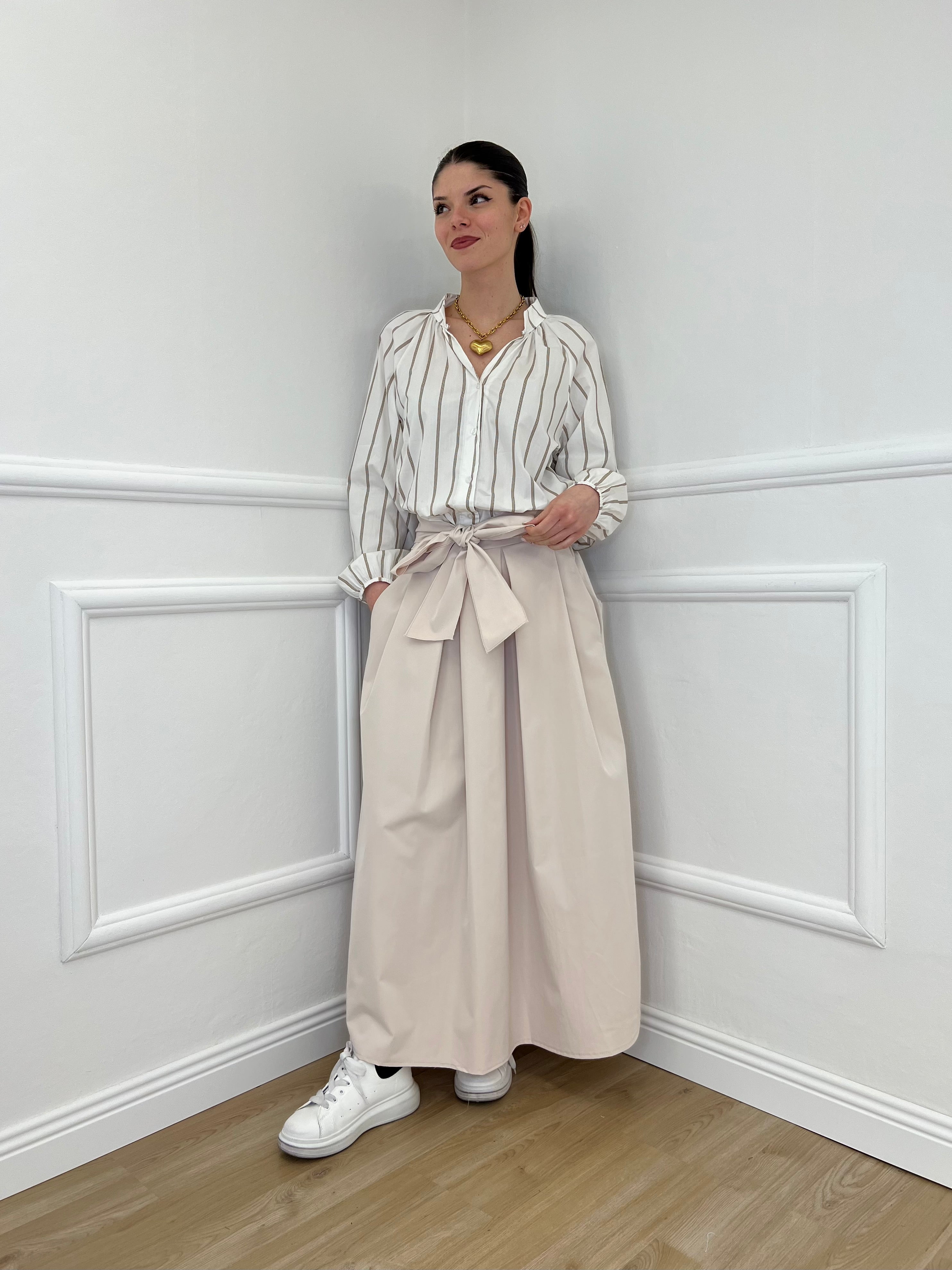 Gonna Popeline con Fiocco 5312 Beige