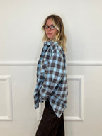 Camicia Check Strass 19108 Azzurro e Moro