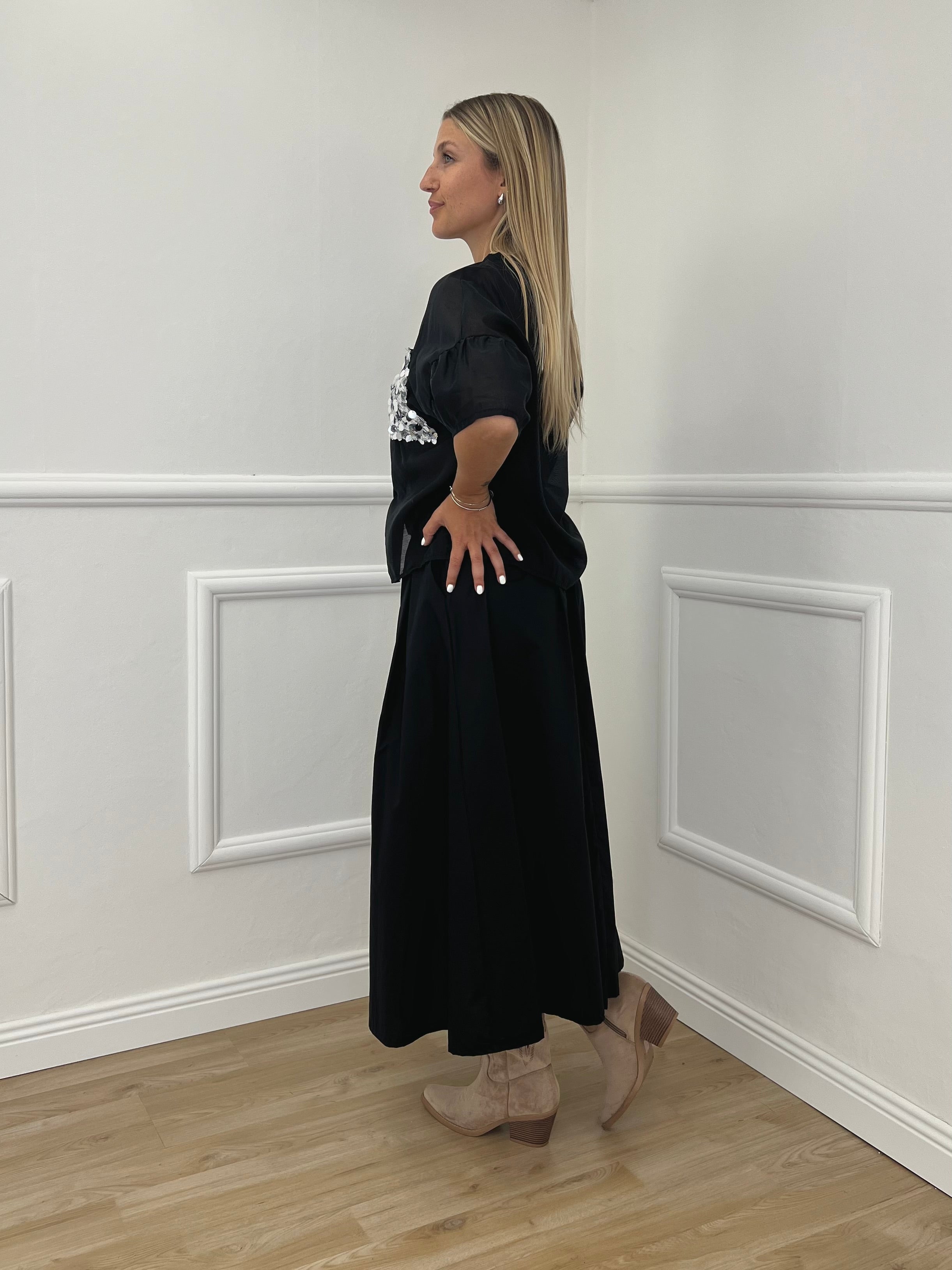 Camicia Tasca Paillettes 672-150 Nero