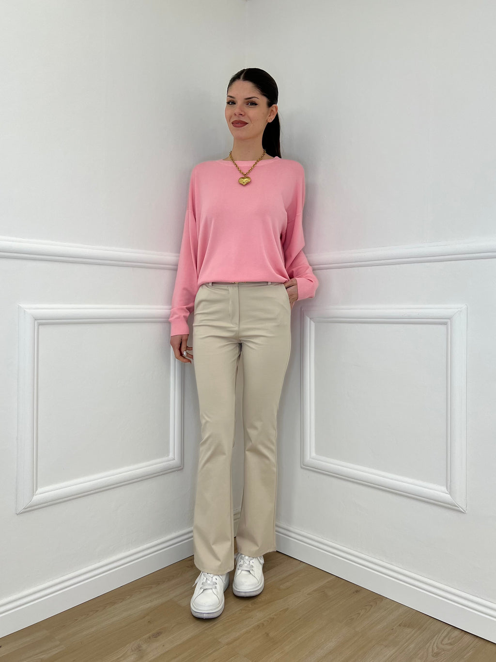 Pantalone Flare Cintura 26513 Beige