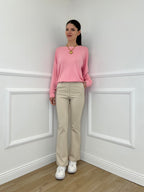 Pantalone Flare Cintura 26513 Beige