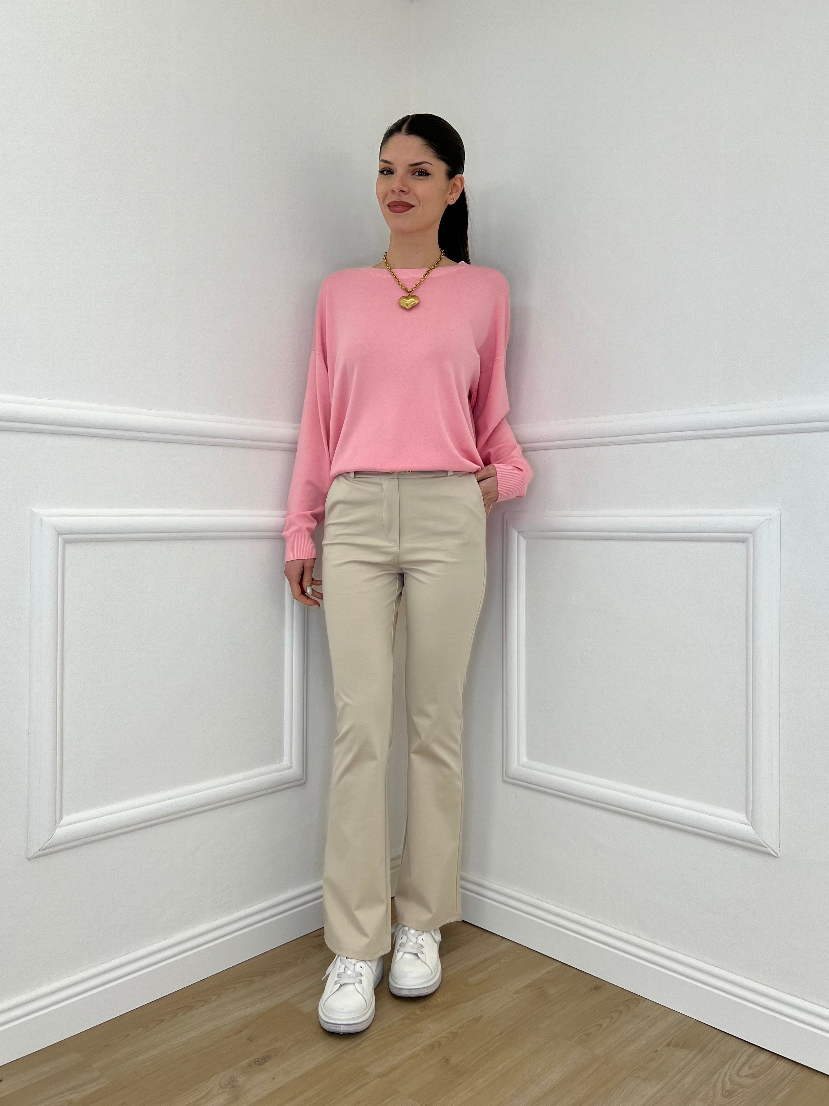 Pantalone Flare Cintura 26513 Beige