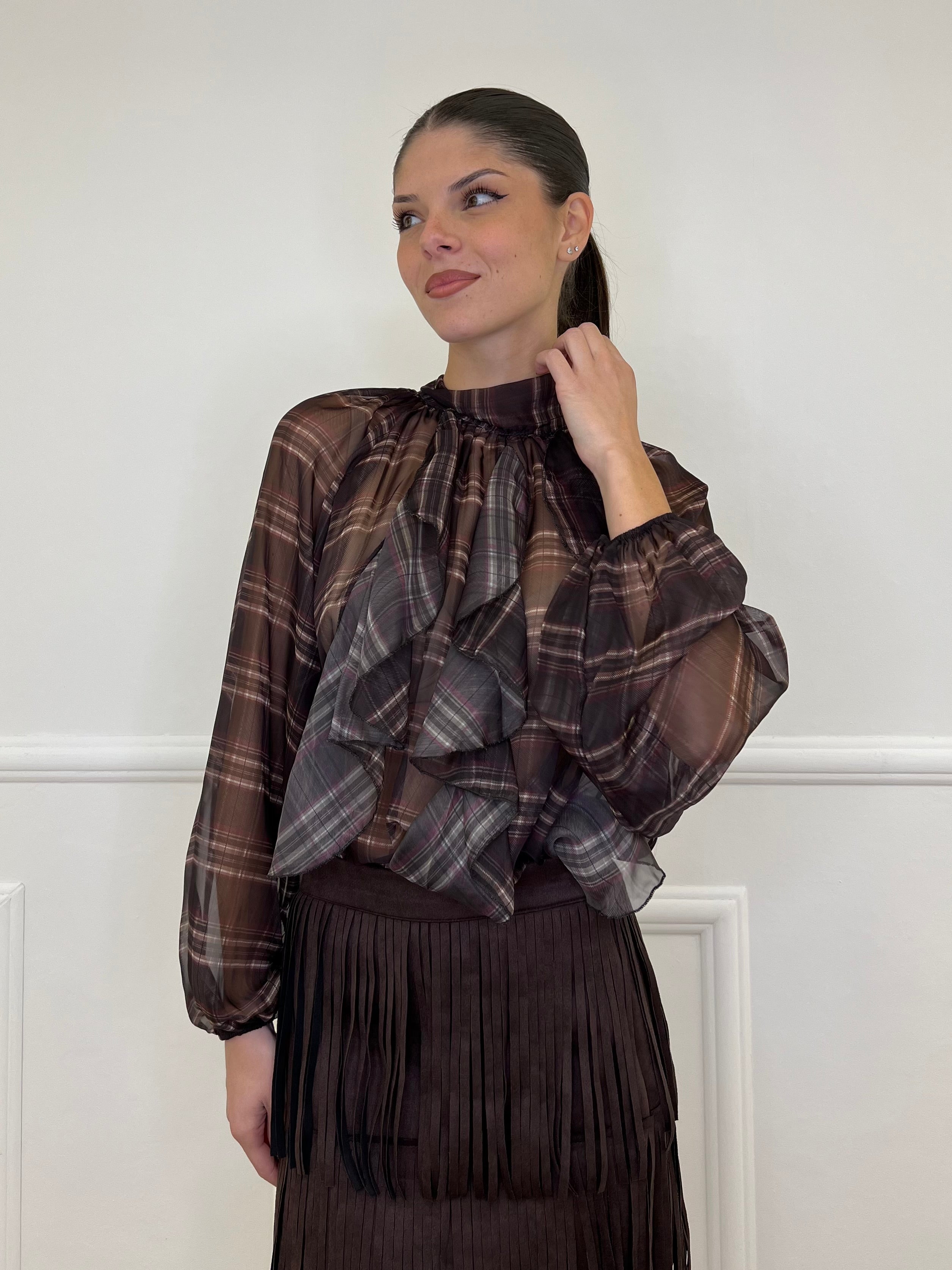 Camicia Madras Jabot L5327 Moro