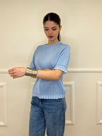 Maglia Profili a Contrasto 2780 Azzurro e Bianco