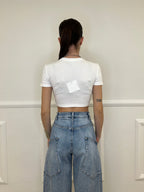 T-shirt Crop Lumina LC240001 Bianco