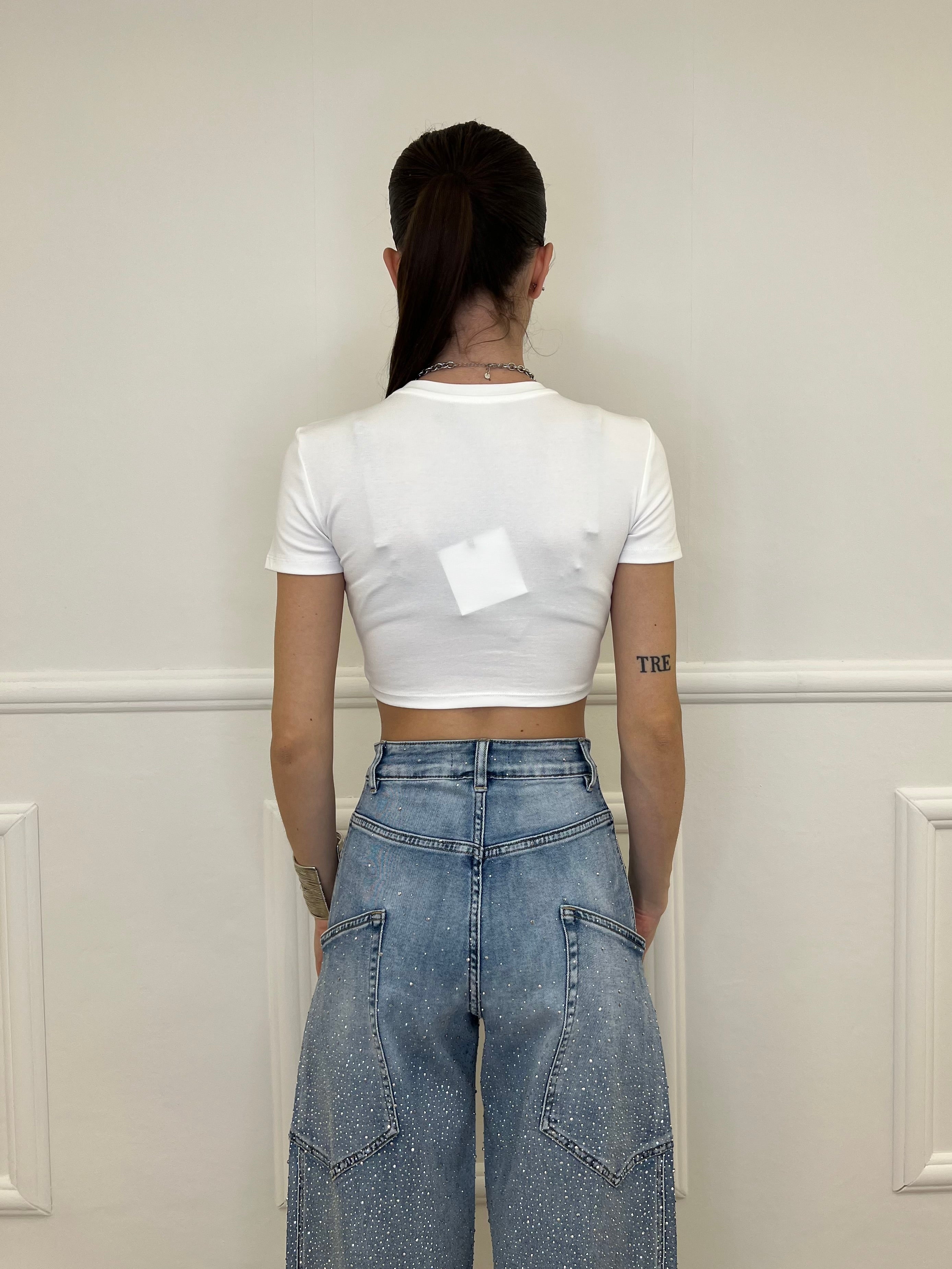 T-shirt Crop Lumina LC240001 Bianco