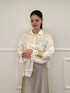 Camicia Ricami Inserti Crochet 48036 Panna