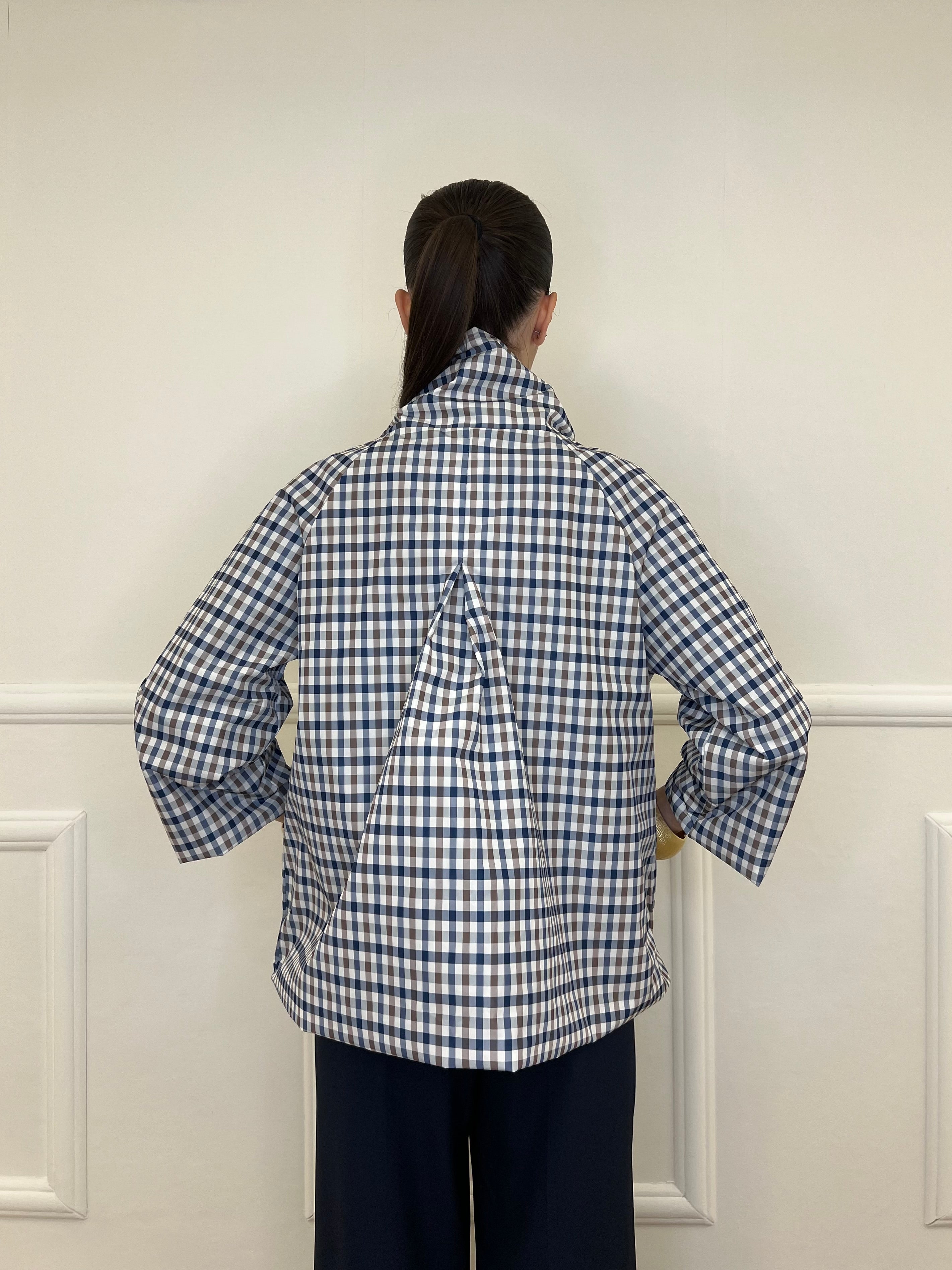 Giacca In Taffetà a Quadri 190771 Blu