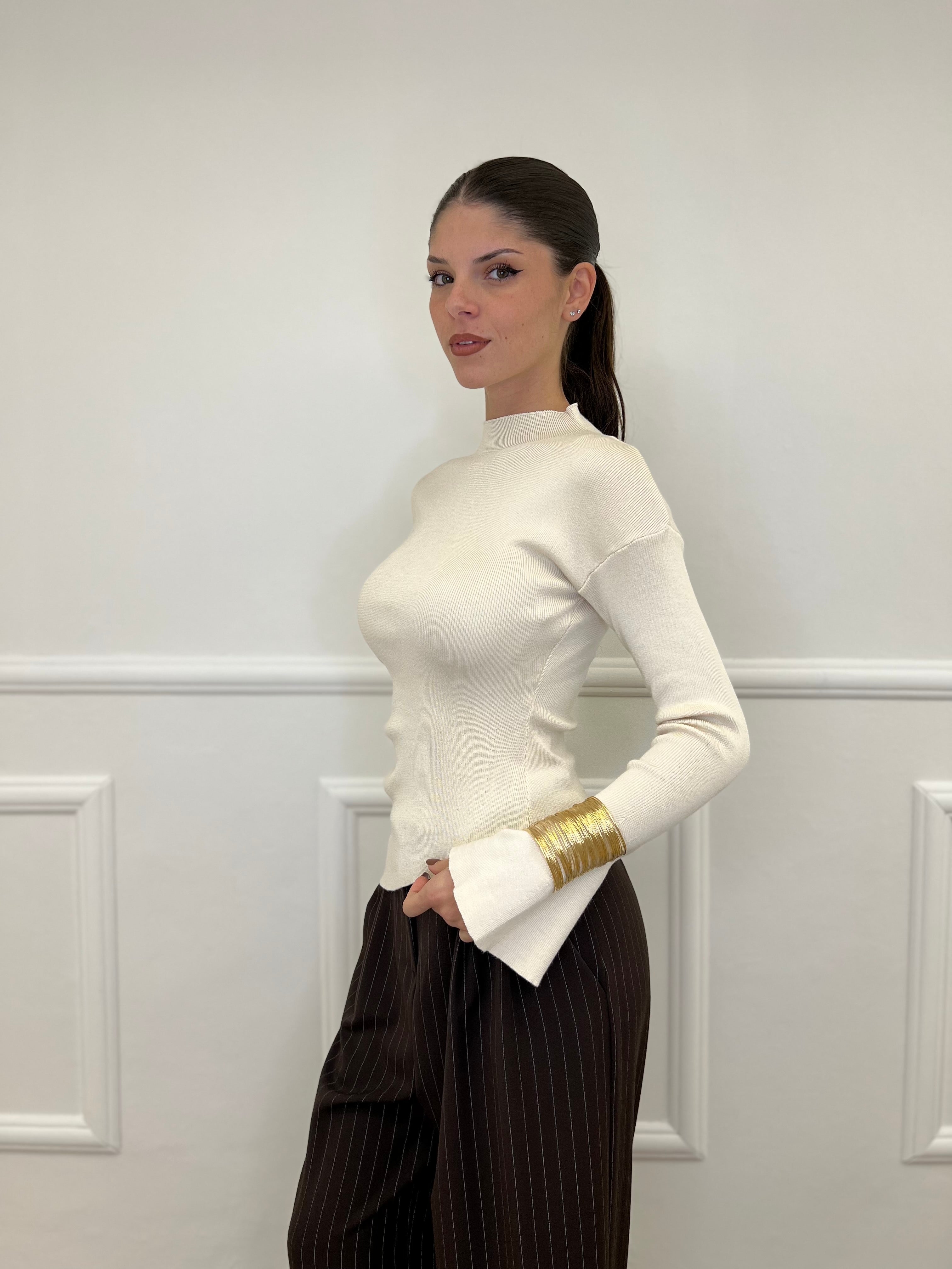 Maglia Drappeggio 081168 Panna