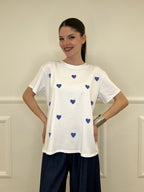 T-shirt Over Con Ricamo Cuori 12659