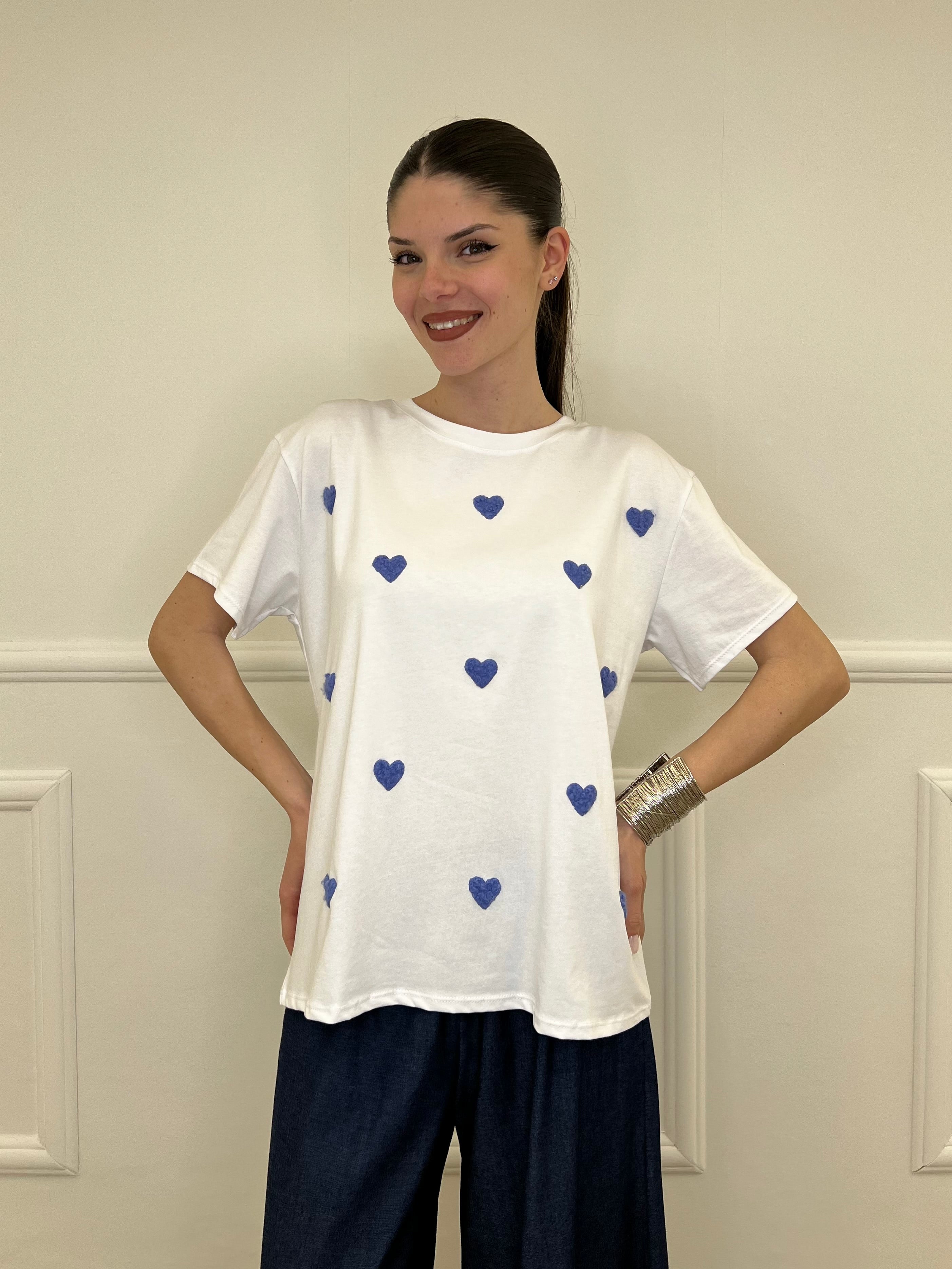 T-shirt Over Con Ricamo Cuori 12659