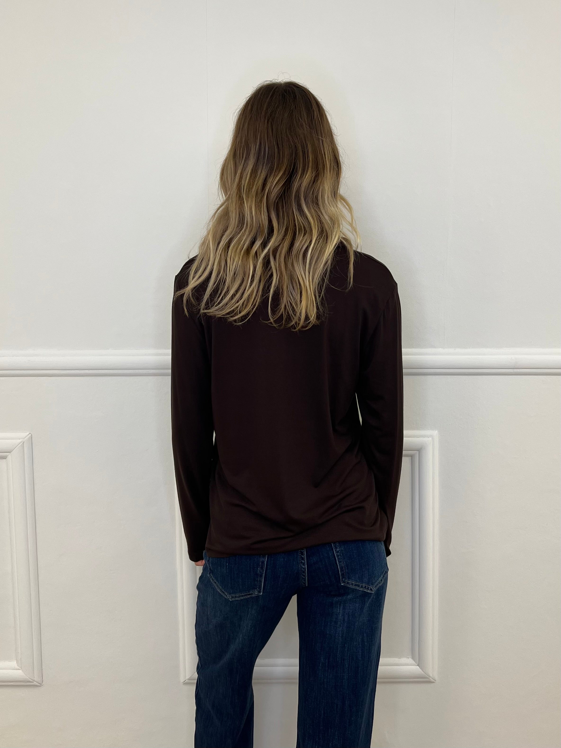 Camicia In Jersey Di Viscosa 28163L Marrone