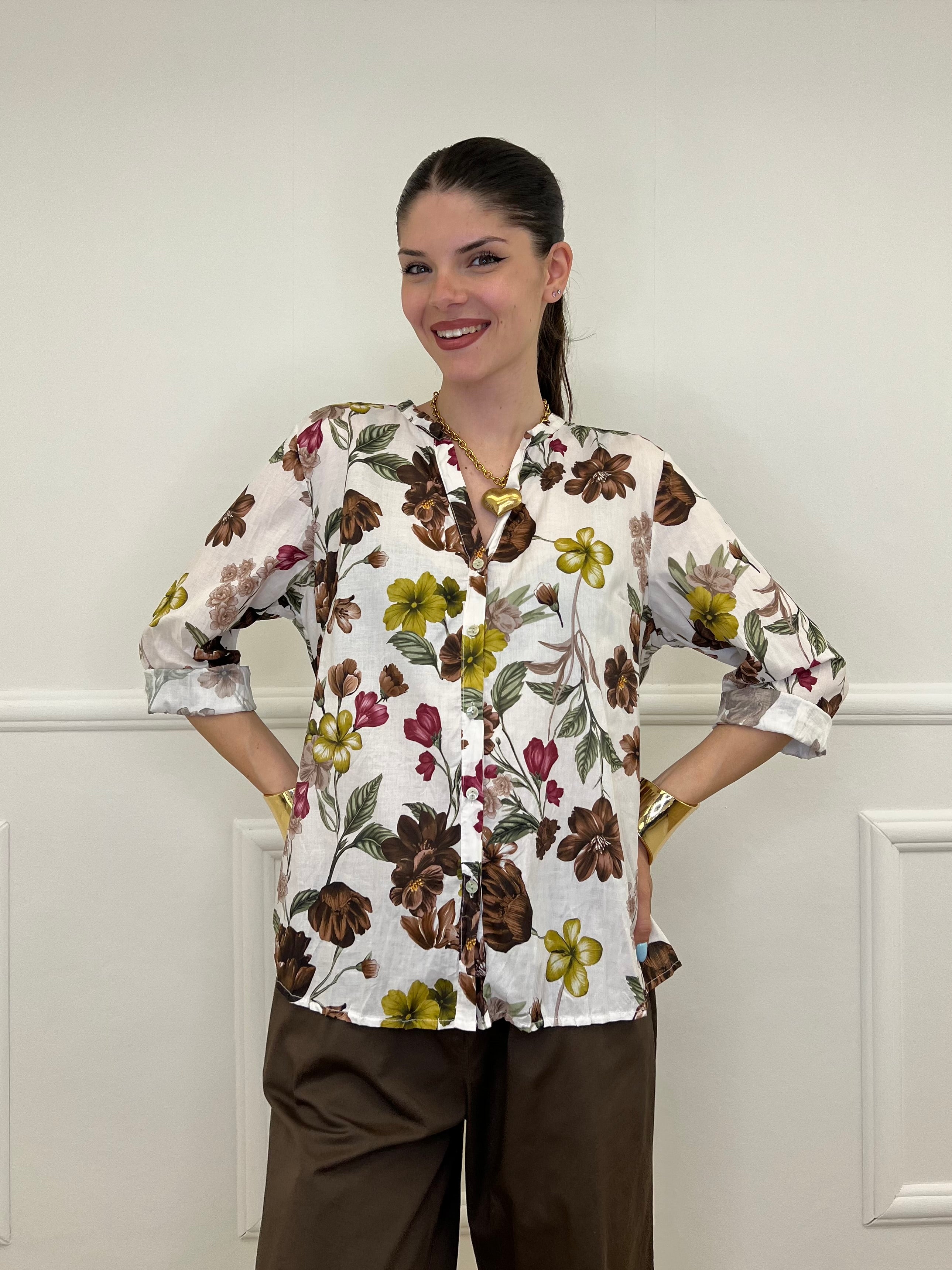 Camicia Fiori Strop Coreana 2588 Verde