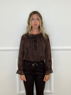 Blusa Boho Con Ricami 89039-1 Marrone