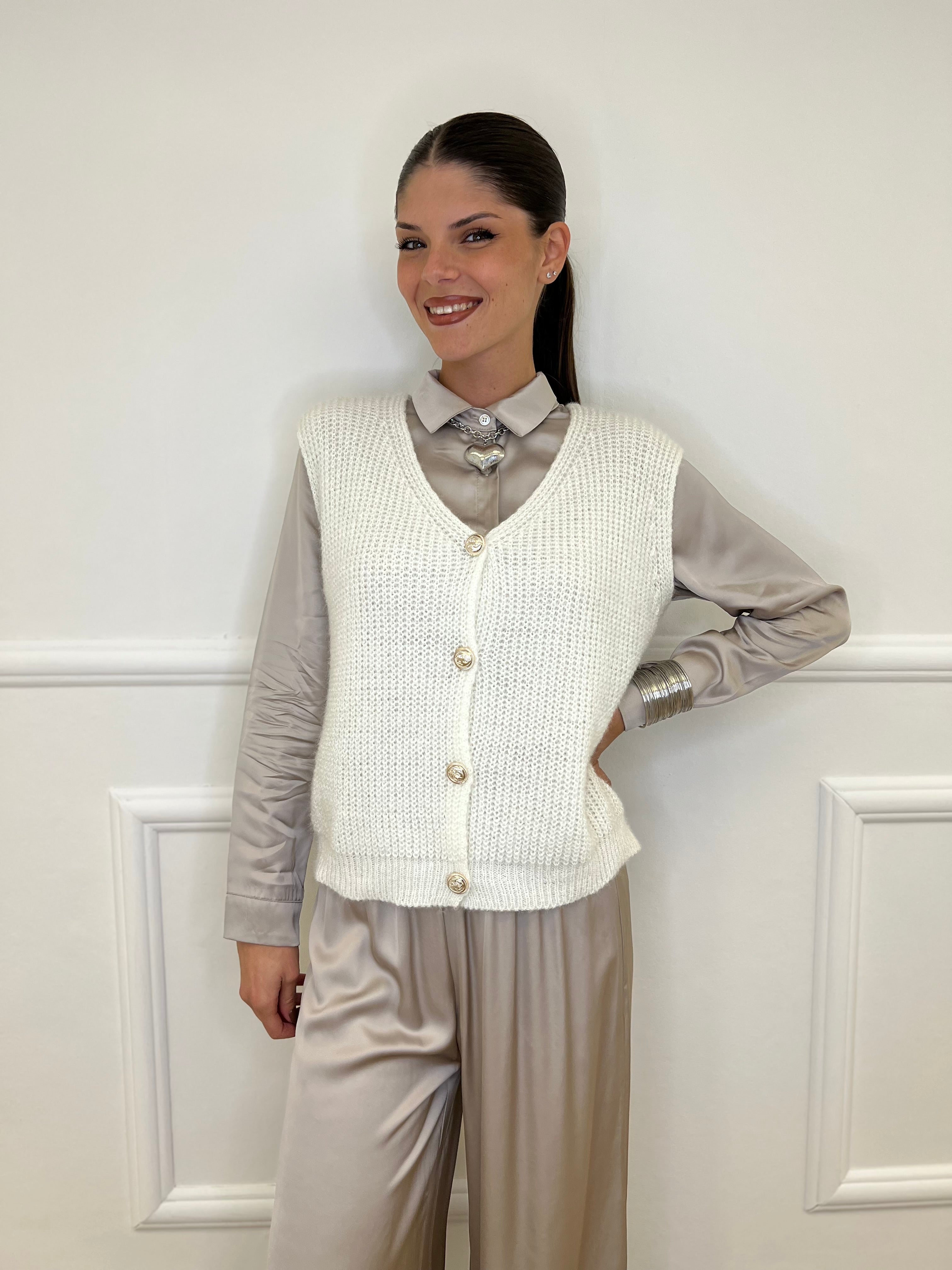Gilet Effetto Mohair 8889 Bianco