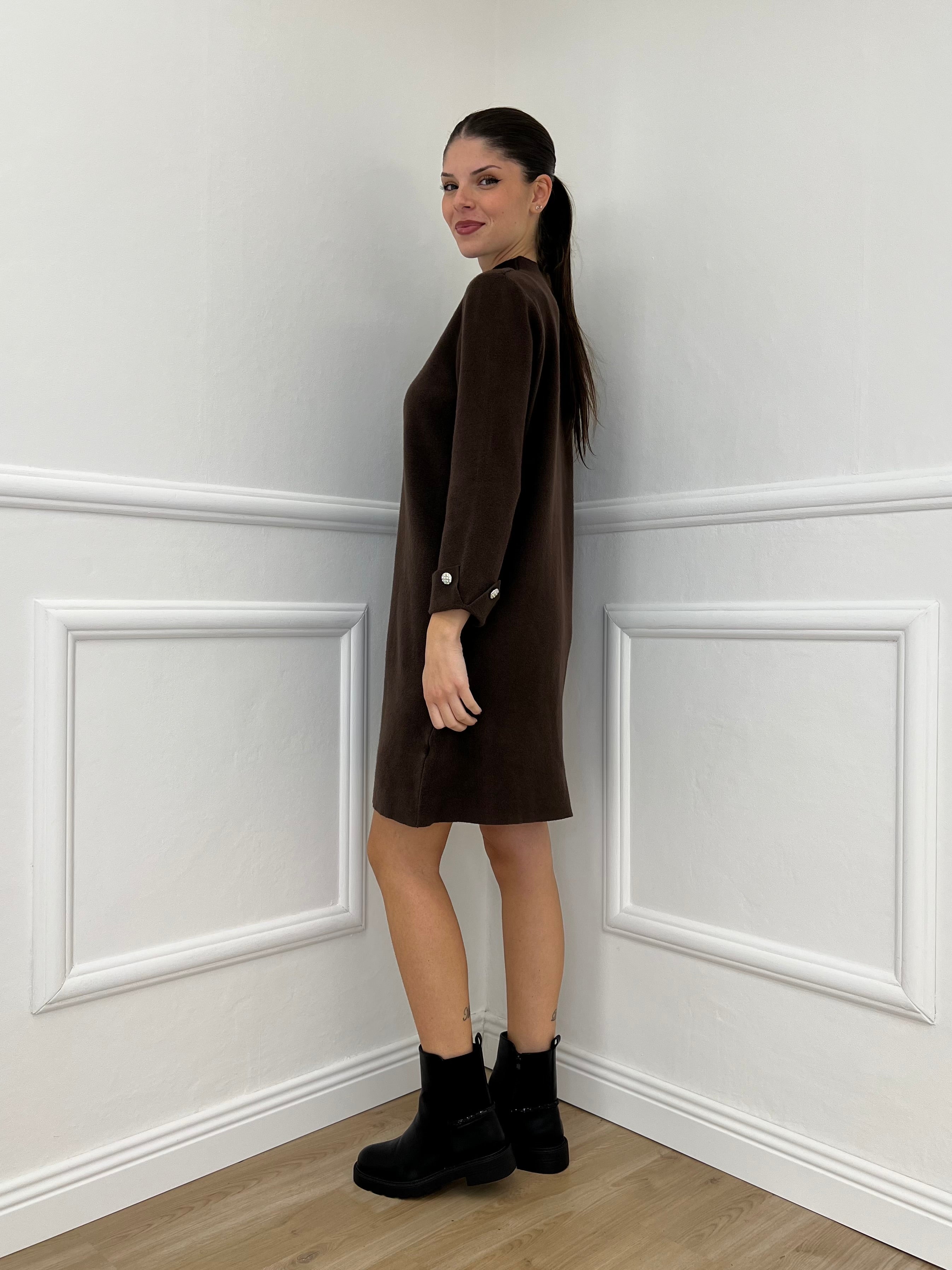 Abito in Maglia 9432 Marrone