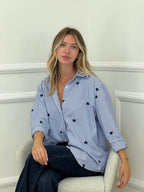 Camicia Cuori Ricamati 1255 Blu