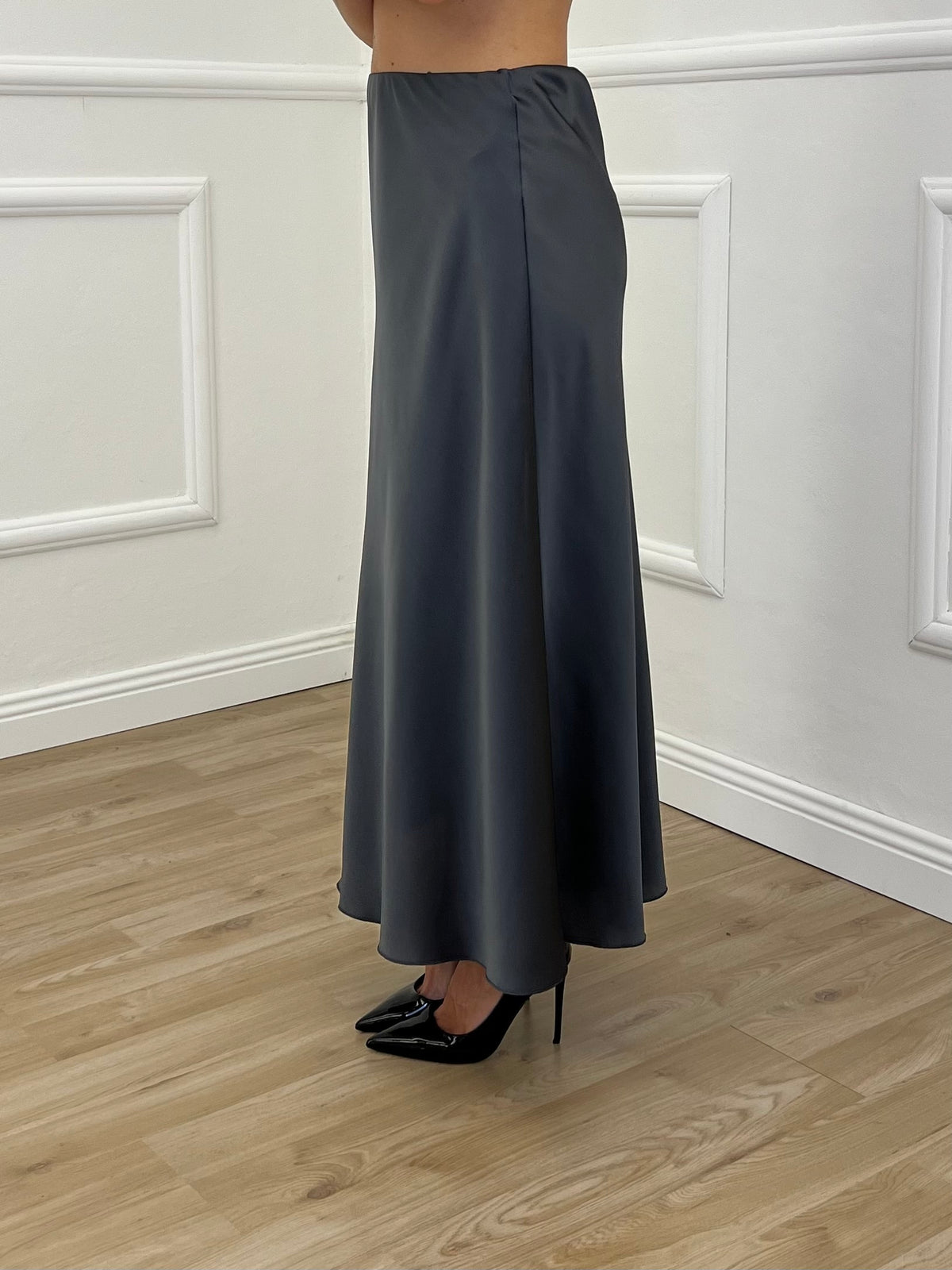Gonna Longuette Satin 2236 Piombo