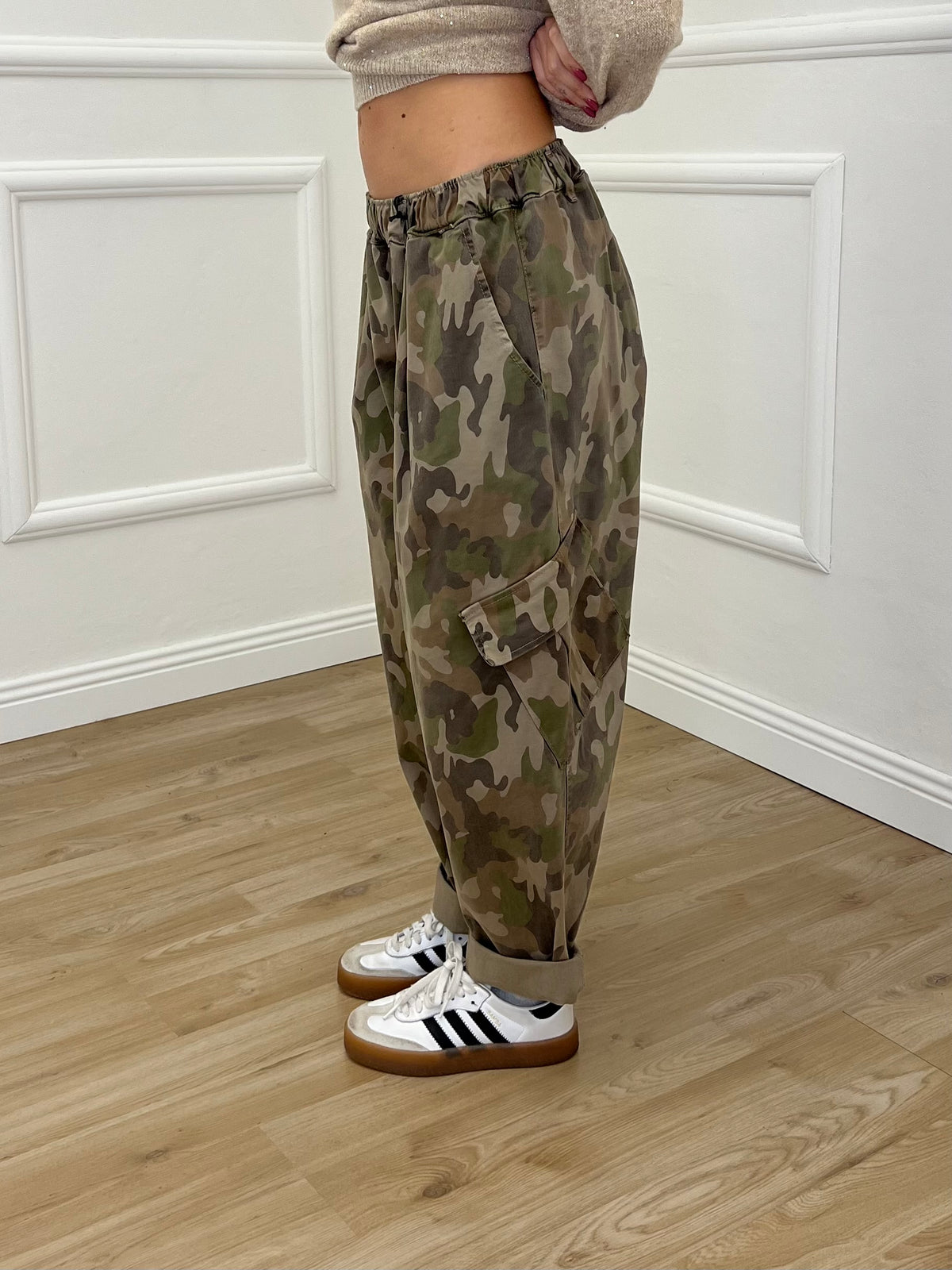 Pantalone Cargo Camouflage in Canvas 23084