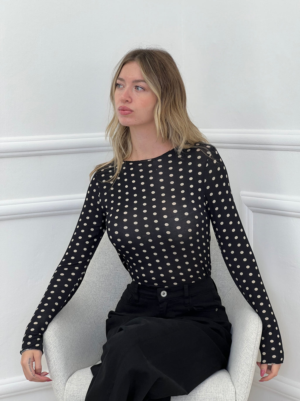 Maglia Ultralight con Cashmere Pois a Barchetta