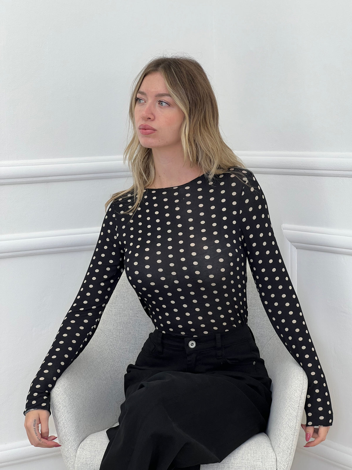 Maglia Ultralight con Cashmere Pois a Barchetta