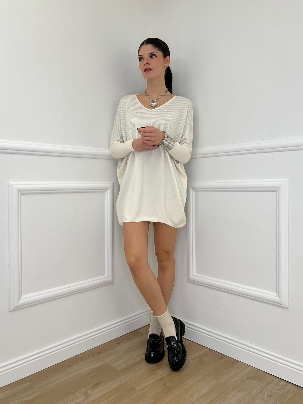 Maxi Maglia Strass 5292 Panna