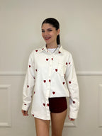 Giacca Camicia Denim Cuori 0805 Bianco