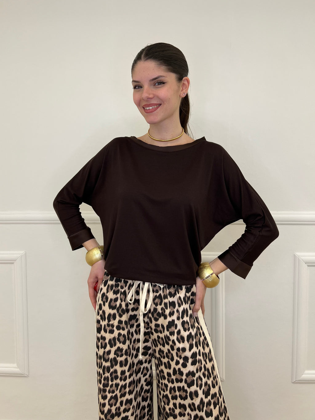 Maglia Barchetta Con Profili in Satin 43002