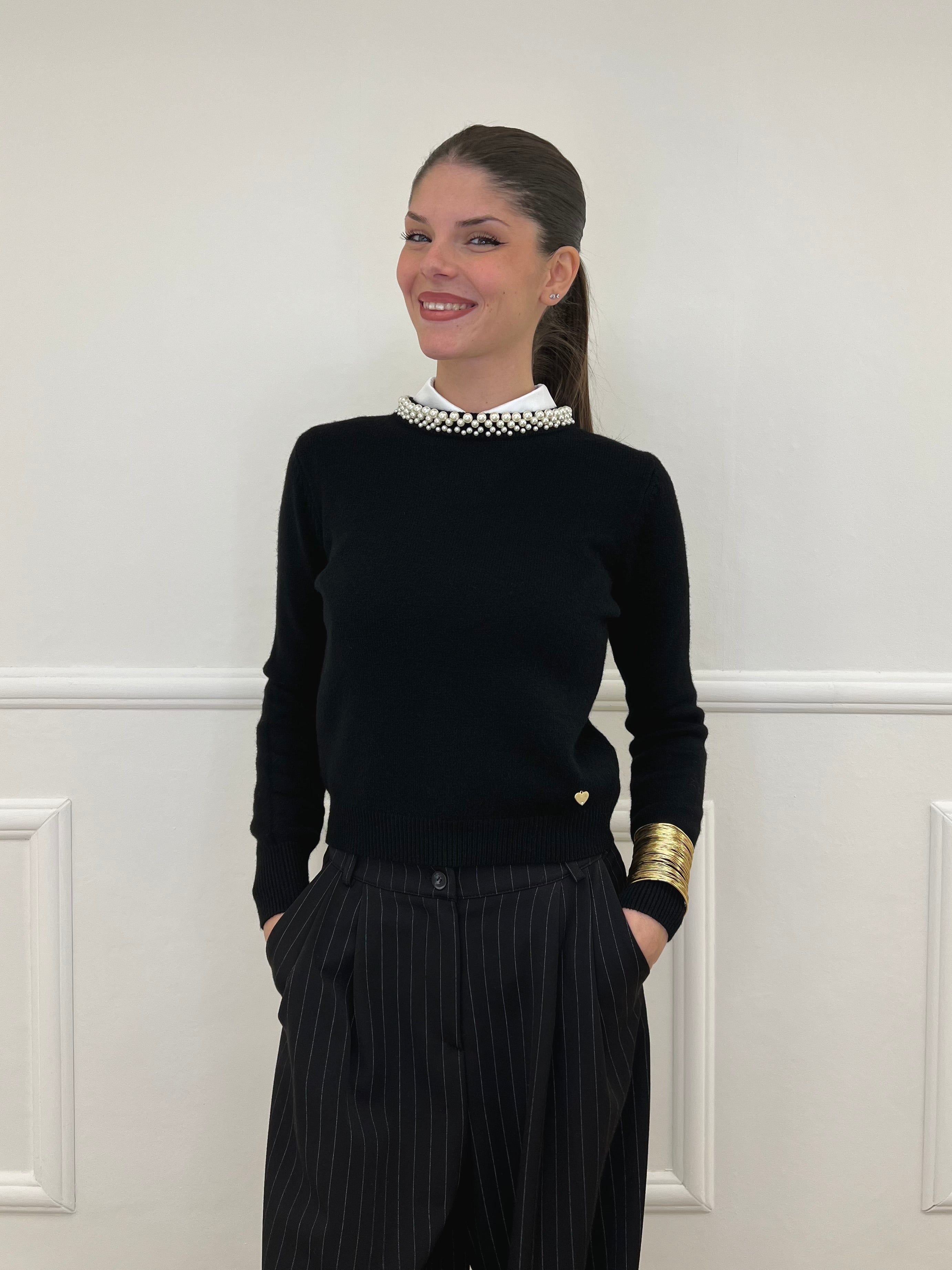 Maglia Collo Perle 25224 Nero