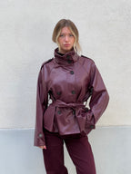Trench Corto In Ecopelle 2610 Burgundy