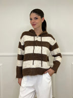 Felpa Mohair Righe 26001 Marrone