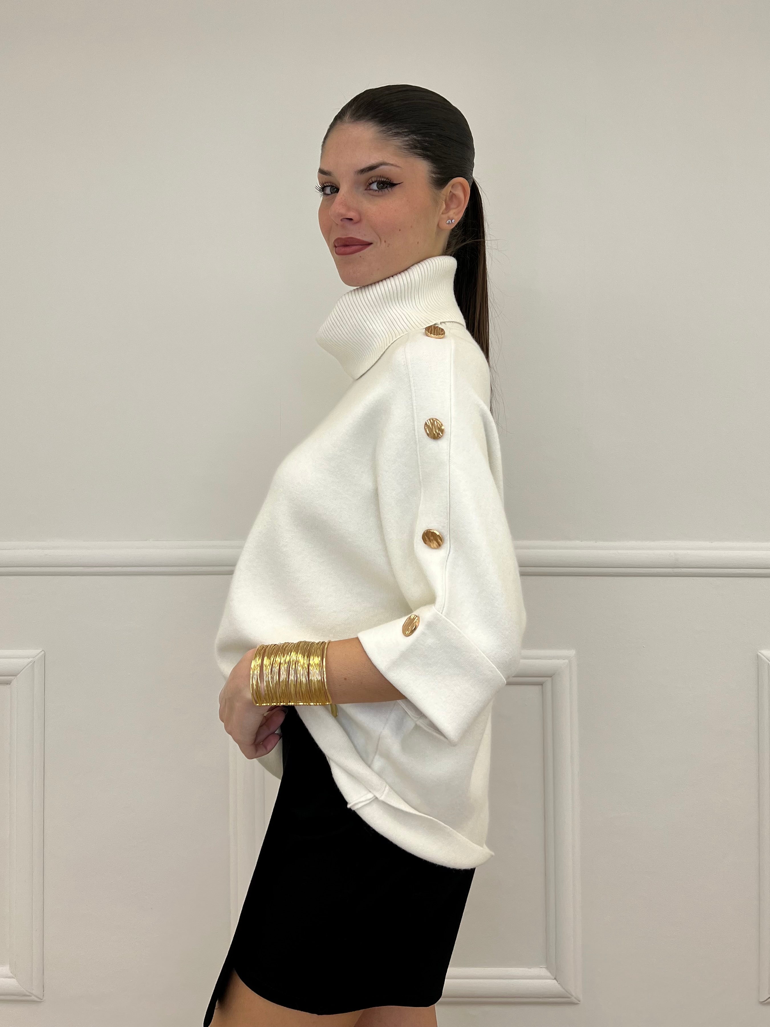 Maglia Bottoni Pipistrello 261124 Panna