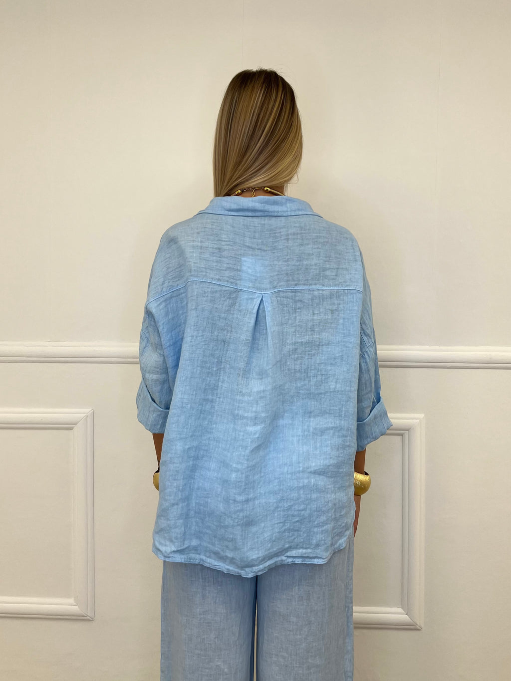 Camicia Scatoletta Lino 89303 Azzurro