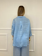 Camicia Scatoletta Lino 89303 Azzurro