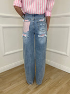 Jeans Con Tasca Strass 1960 Rosa